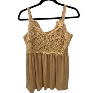 Cupio Yellow Laced Tank Top Sleeveless Flowy Soft Fabric Great Condition Size S